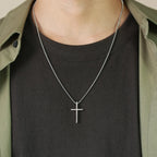 Trendy Cross Necklace for Men Boys,Simple Stainless Steel Cross Pendant Necklaces,Male Jewelry Sets