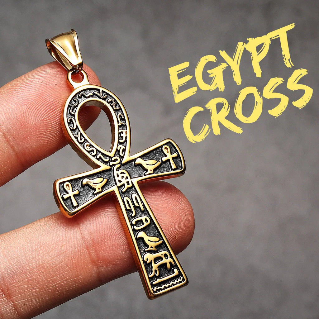PENDRA Egypt Cross Steel Necklace