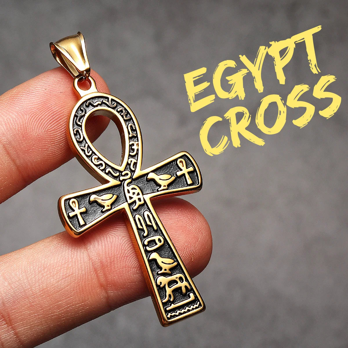 PENDRA Egypt Cross Steel Necklace