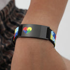Personalized Autism Bracelet for Little Boy Girl ,Engraved Medical Alert ID Adjustable Silicon Bracelet,Aspergers Gift