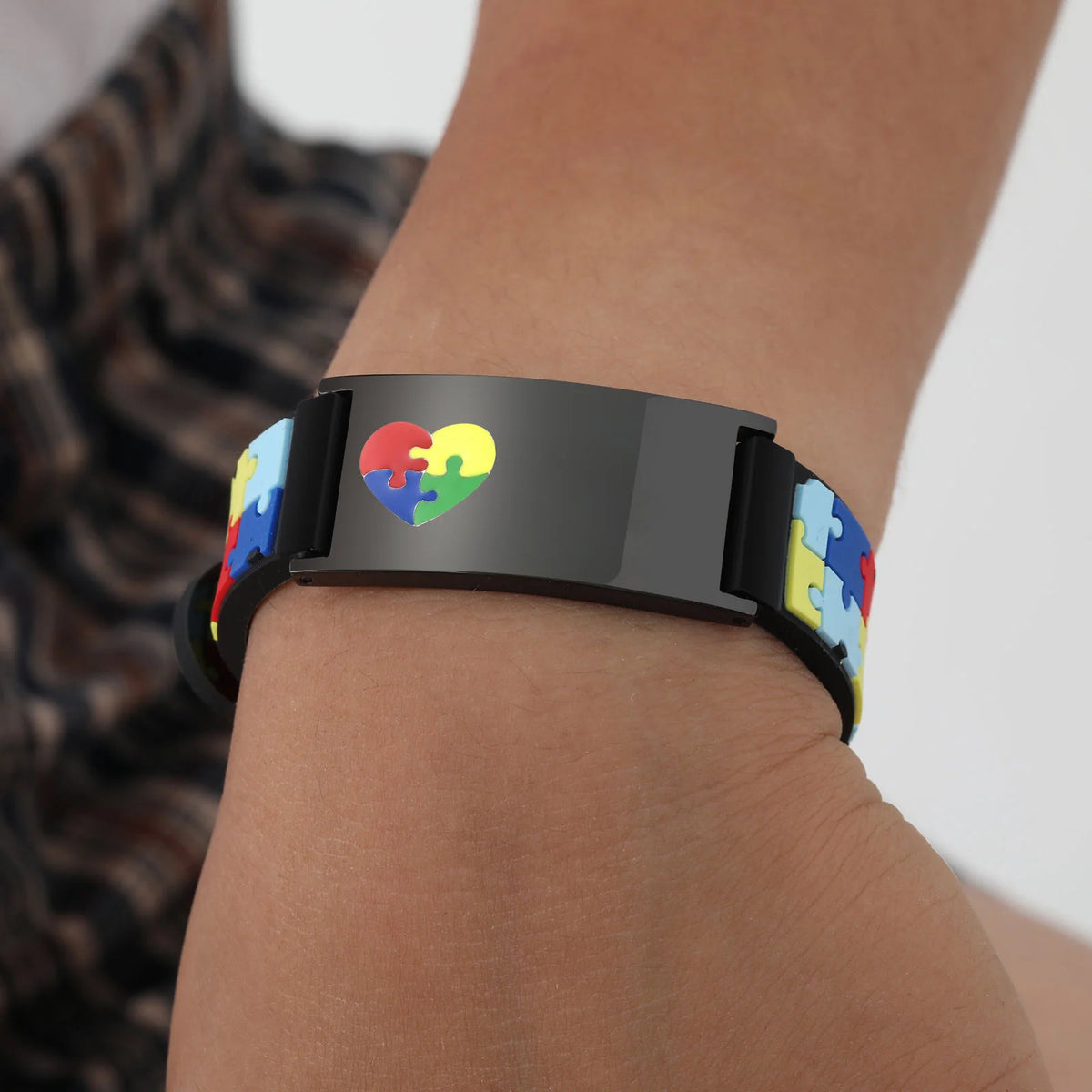Personalized Autism Bracelet for Little Boy Girl ,Engraved Medical Alert ID Adjustable Silicon Bracelet,Aspergers Gift