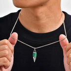 Stylish Bullet Necklaces for Men,Stainless Steel Natural Stone Pendant Necklace,Healing Jewelry Gift for Father Husband Son