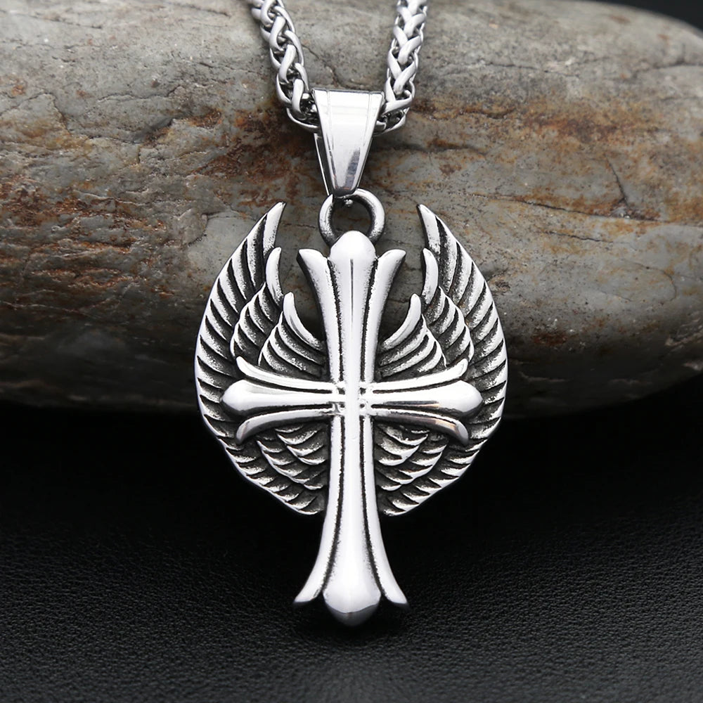 PENDRA Angelcross Memorial Cross with Angel Wings Pendant