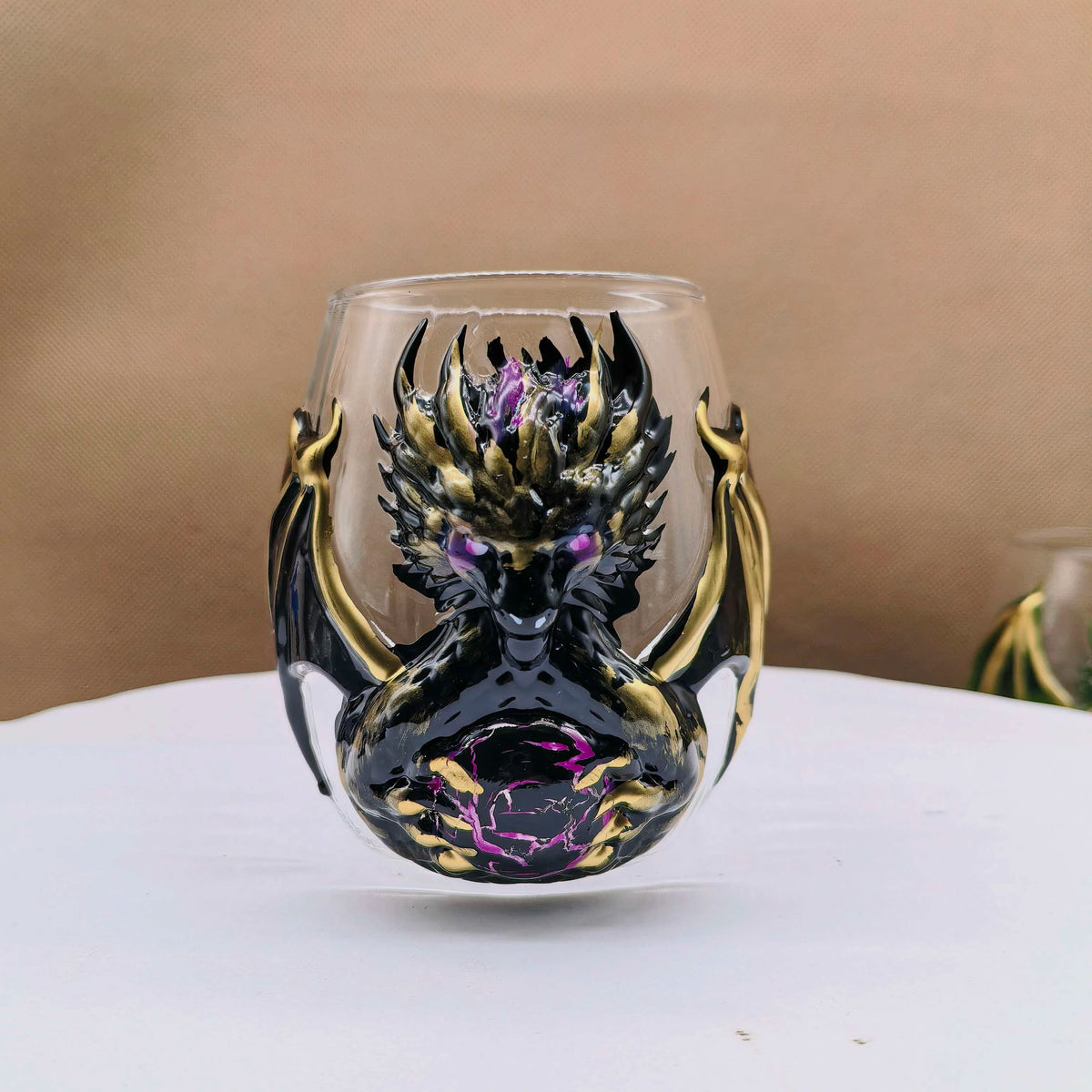Mythical Green Dragon Whiskey Tumbler Cup Double‑Layer High Borosilicate Glass 3D Dragon Sculpture Drinking Glasses  Decoration