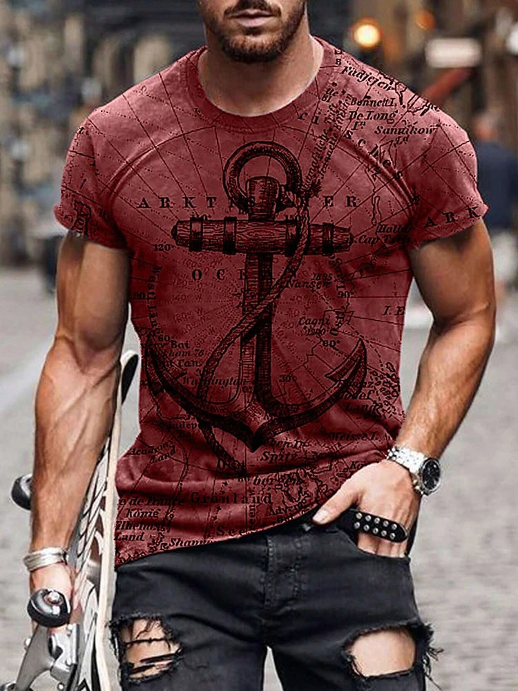 Summer Casual Everyday Men's T-shirt Outdoor Street Fashion Short-sleeved Top Father's Day Gift Monogram Printed Men's T-shirt
