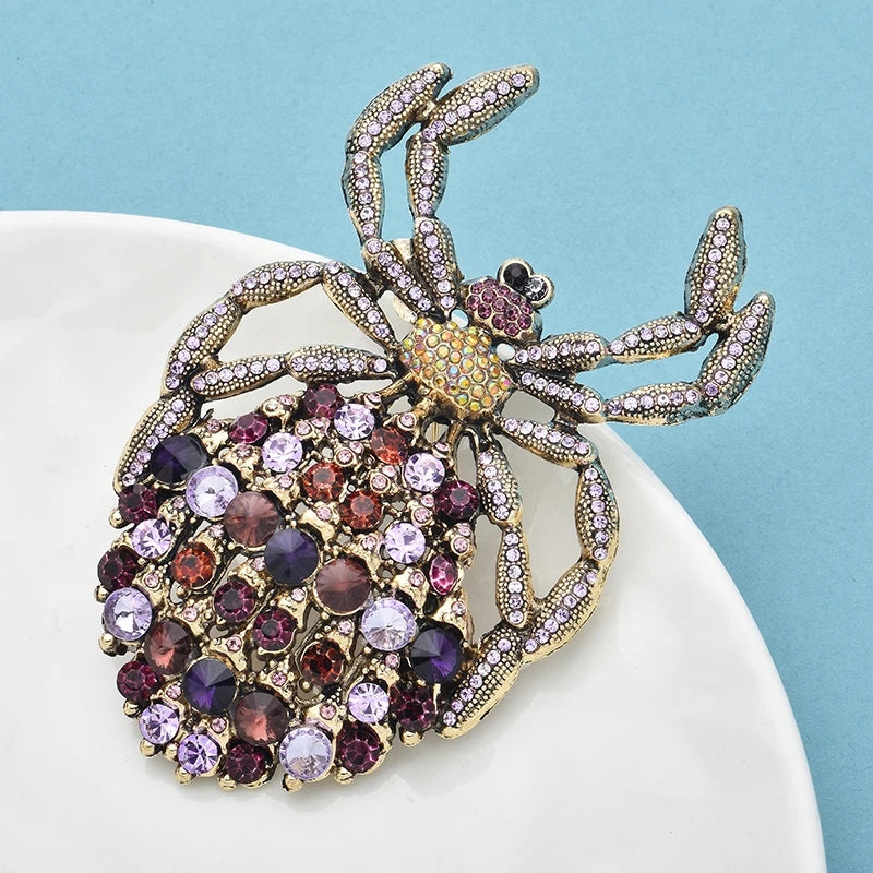 PENDRA Noctis Rhinestone Spider Brooch