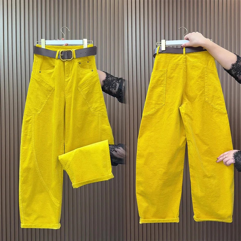 PENDRA Curved Cut Woolen Wide Leg Pants