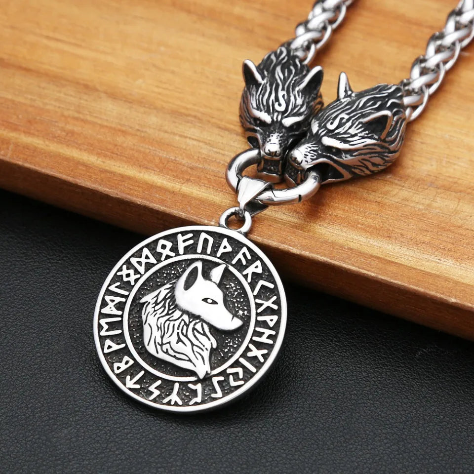 PENDRA Wolfcrest Viking Wolf Head Necklace