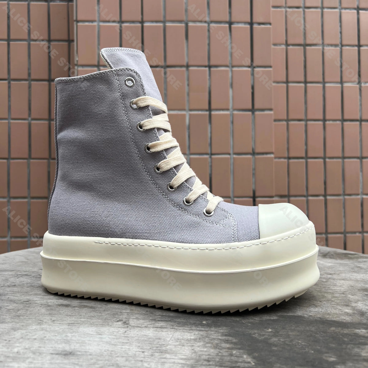 Luxury Men Shoe Grey Geobasket Canvas Zip Royal Designer Women Ankle Boot Platform 6cm High Dress Shoe Casual Flat Street Shoe
