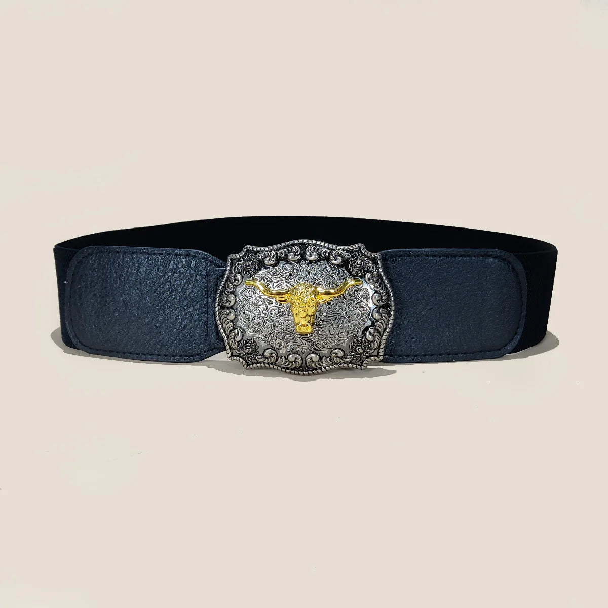 New Corset Western Bull Horse Wide Belt Pu Leather Slimming Body Belts for Women Elastic High Waist Belt Dress Cummerbunds Gifts