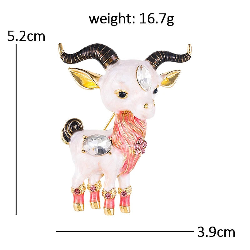 PENDRA Yearling Rhinestone Goat Brooch