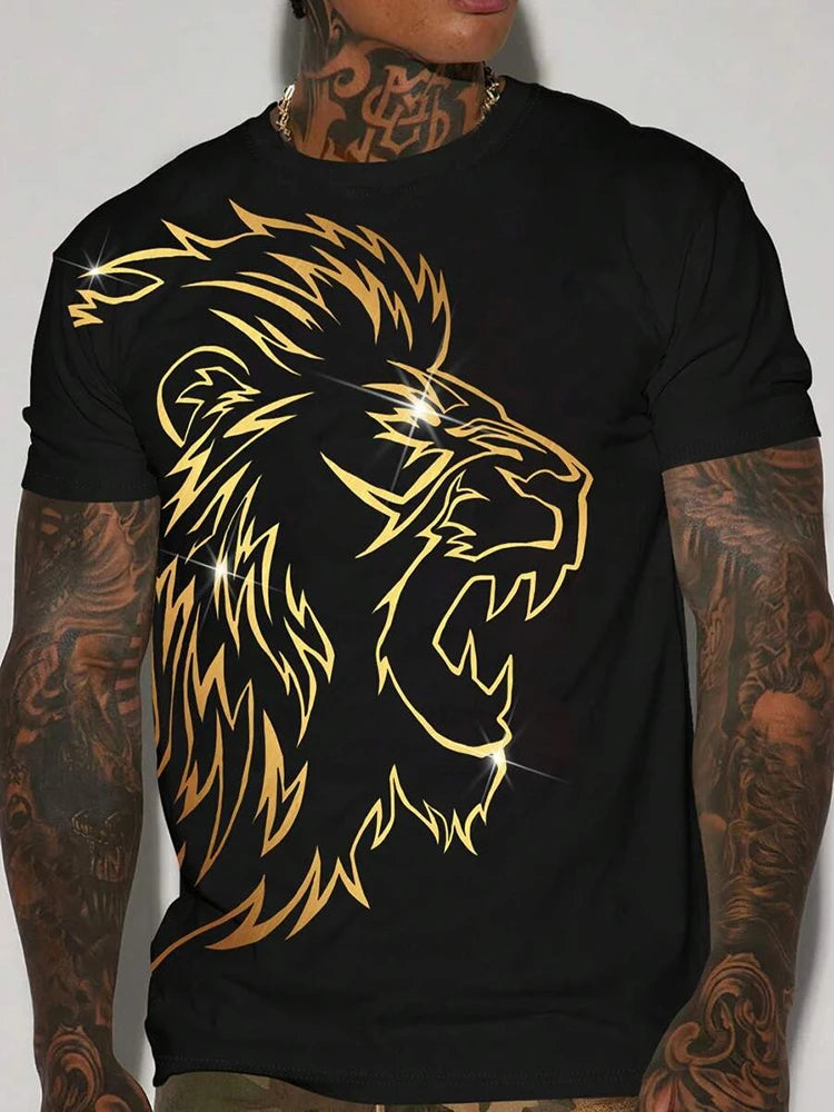 PENDRA Short-Sleeve Lion Print T-Shirt