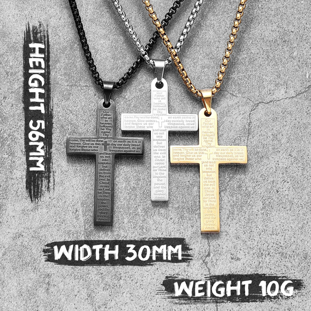 PENDRA Religon Cross Bible Steel Necklace