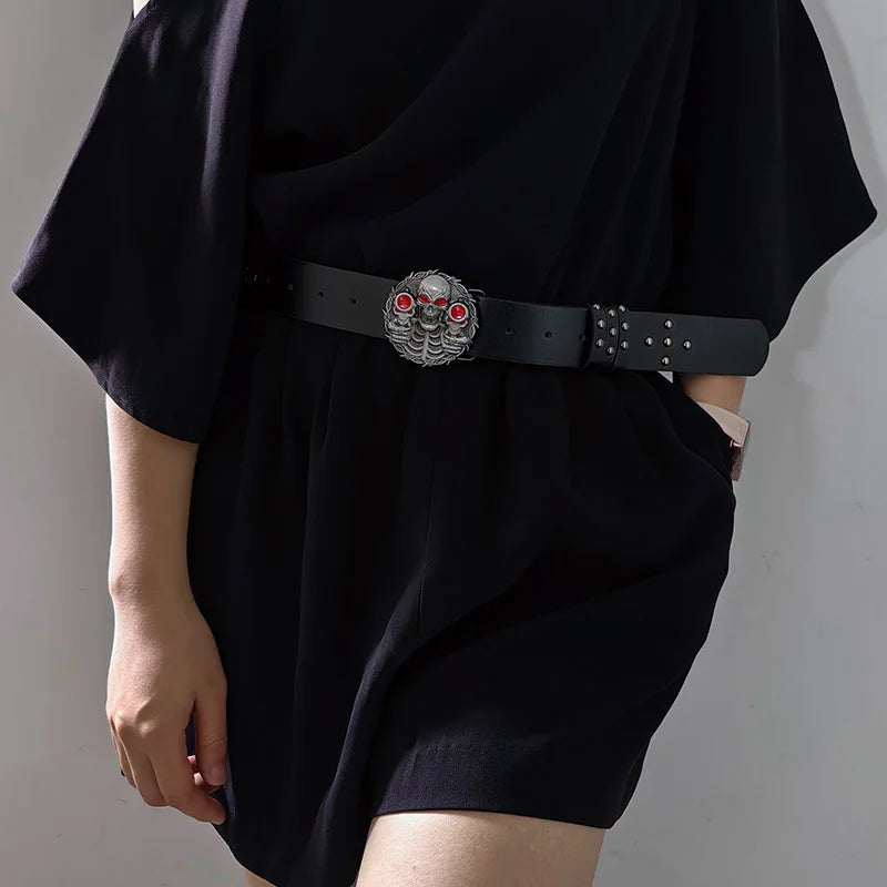 PENDRA Fayeina Black Skull Designer Belt
