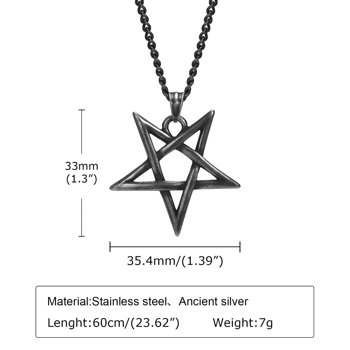 Star of David Necklaces for Men Boys,Waterproof Stainless Steel Five-pointed Star Pendant Collar,Retro Amulet Jewelry Gifts