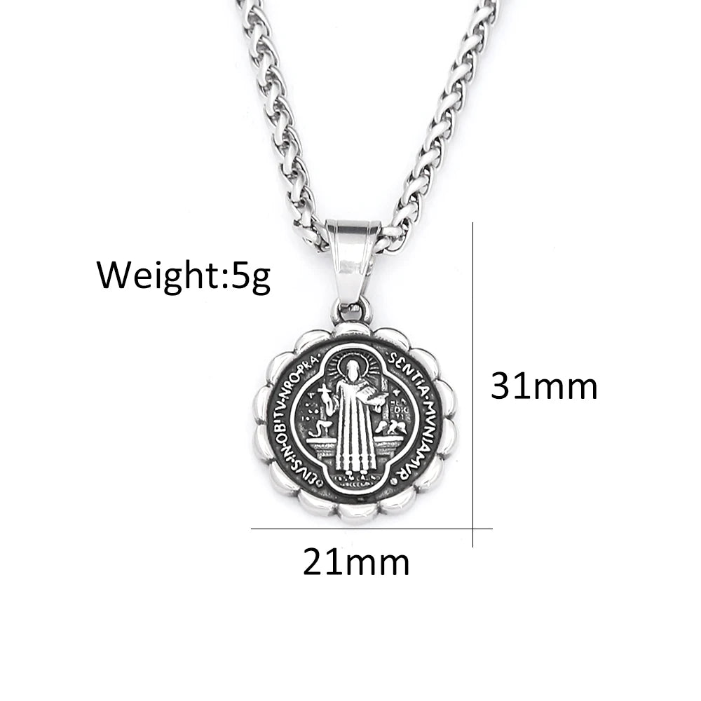 PENDRA Benedictus Stainless Steel Saint Benedict Pendant