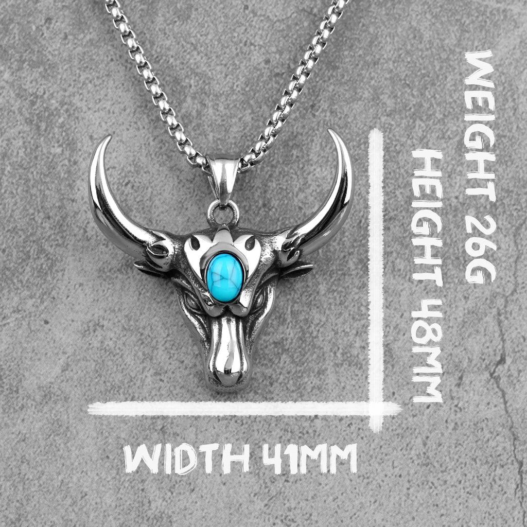 PENDRA Bullfight Bull Head Steel Necklace