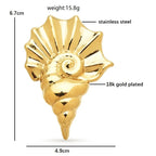 PENDRA Seagold Gold-Plated Stainless Steel Conch Brooch