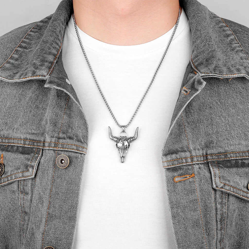 PENDRA Cattle Skull Boyfriend Steel Necklace