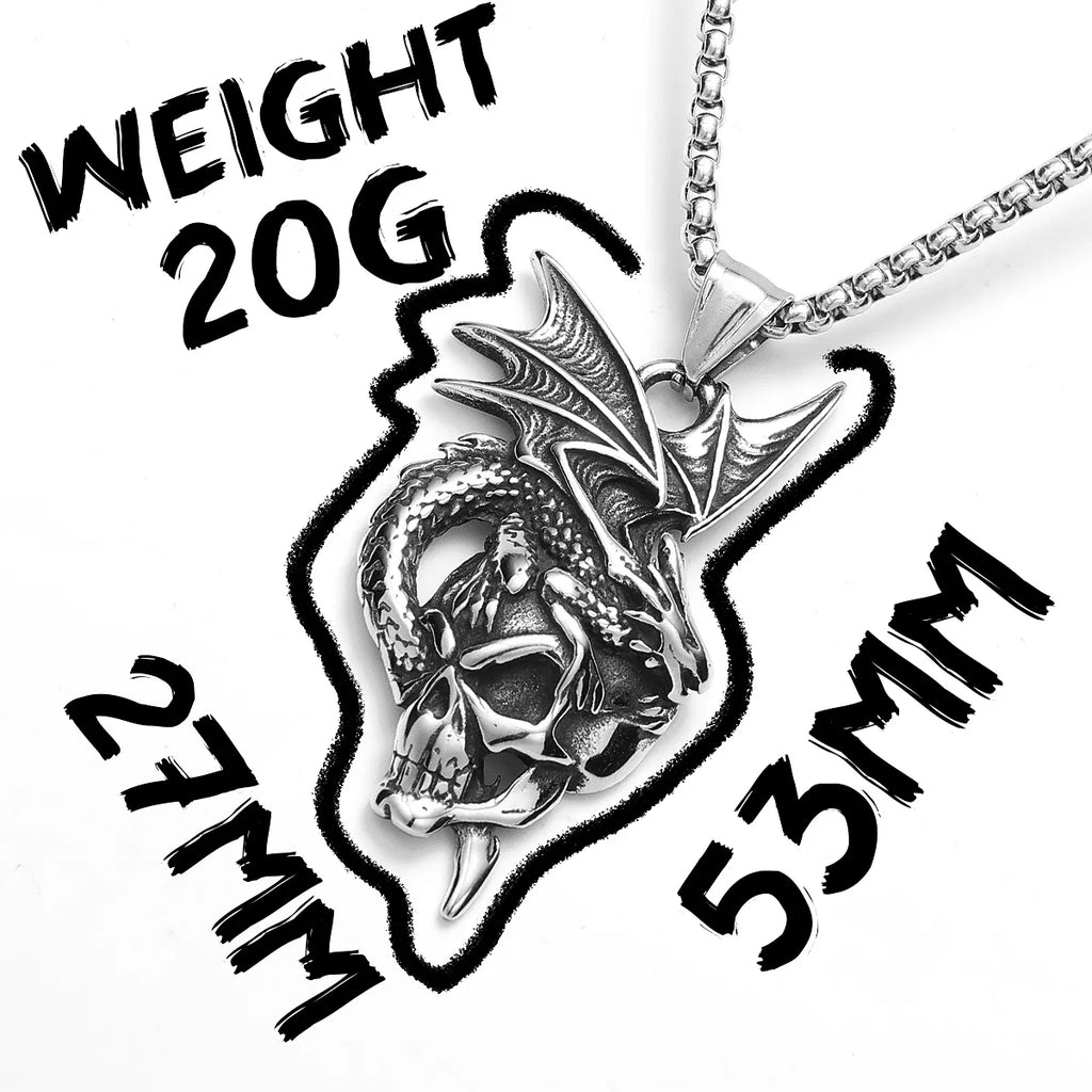 PENDRA Dragon Skull Steel Necklace