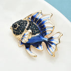 PENDRA Finlet 2-Color Rhinestone Enamel Fish Brooch