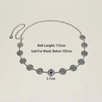 PENDRA Orlaina Leather Silver Retro Waist Chain Belt