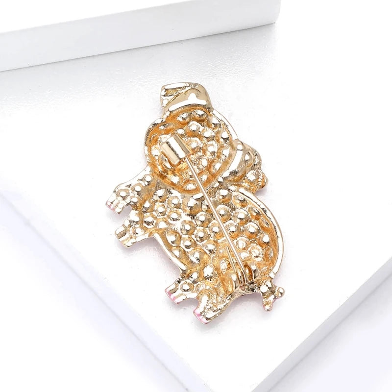 Wuli&baby Lovely Cartoon Pig Brooches For Women Lady Metal Pink Rhinestone Animal Party Casual Brooch Pins Badge Gifts
