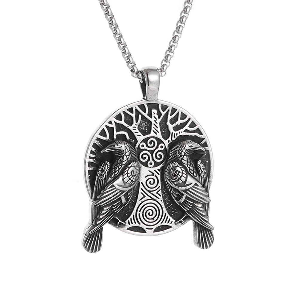 PENDRA Ravenodin Viking Double Ravens Pendant Necklace