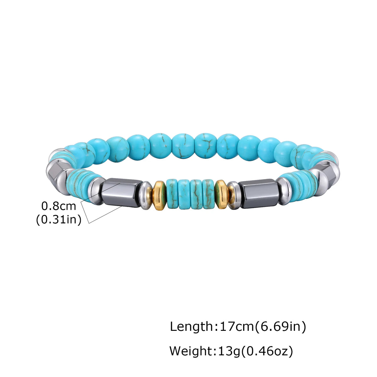 Vintage Imitation Natural Blue Stone Bead Bracelet for Men,Trendy Summer Bohemian Beaded Bracelet Gift