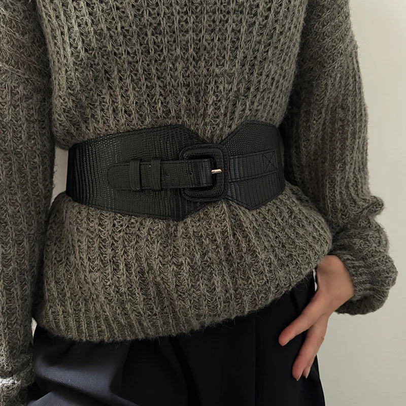 PENDRA Aureene Leather Corset Wide Belt