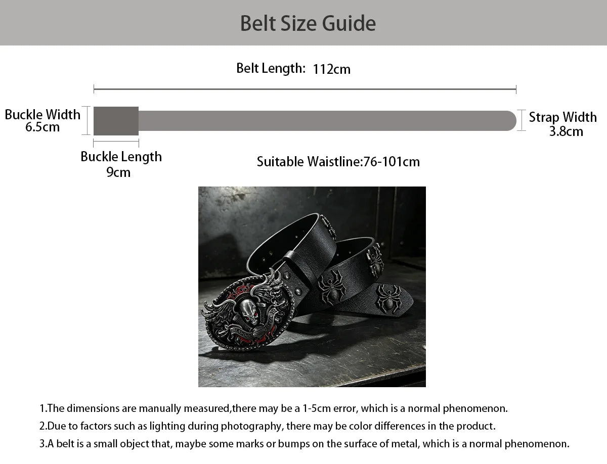 Luxury Desiner Rhinestone Spider Men's Belt Gothic Accessorise Women's Jeans Trouses Belt 3.8cm Wide Punk Belt for Halloween Day