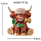 PENDRA Thistle Cow Enamel Animal Brooch