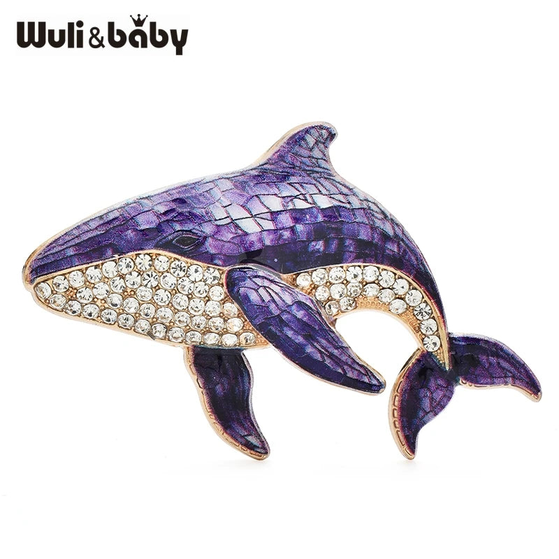 PENDRA Ocean Rhinestone Whale Brooch
