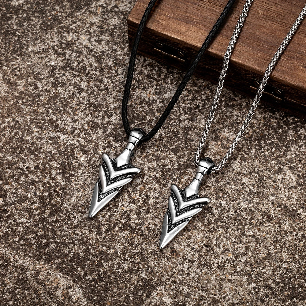 PENDRA Viking Spear Norse Steel Necklace