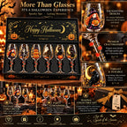 Spooky Halloween Wine Goblet with Sticker Design Witch Ghost Pumpkin Cat Decorative Stemmed Glass for Party Home Bar