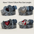 PENDRA Aureessa Leather Red Heart Buckle Heart Belt