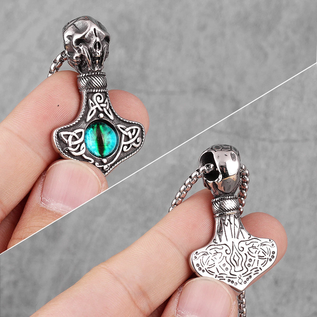 PENDRA Evil Eye Skull Steel Necklace
