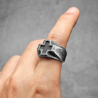 PENDRA Cross Rock Stuff Steel Ring