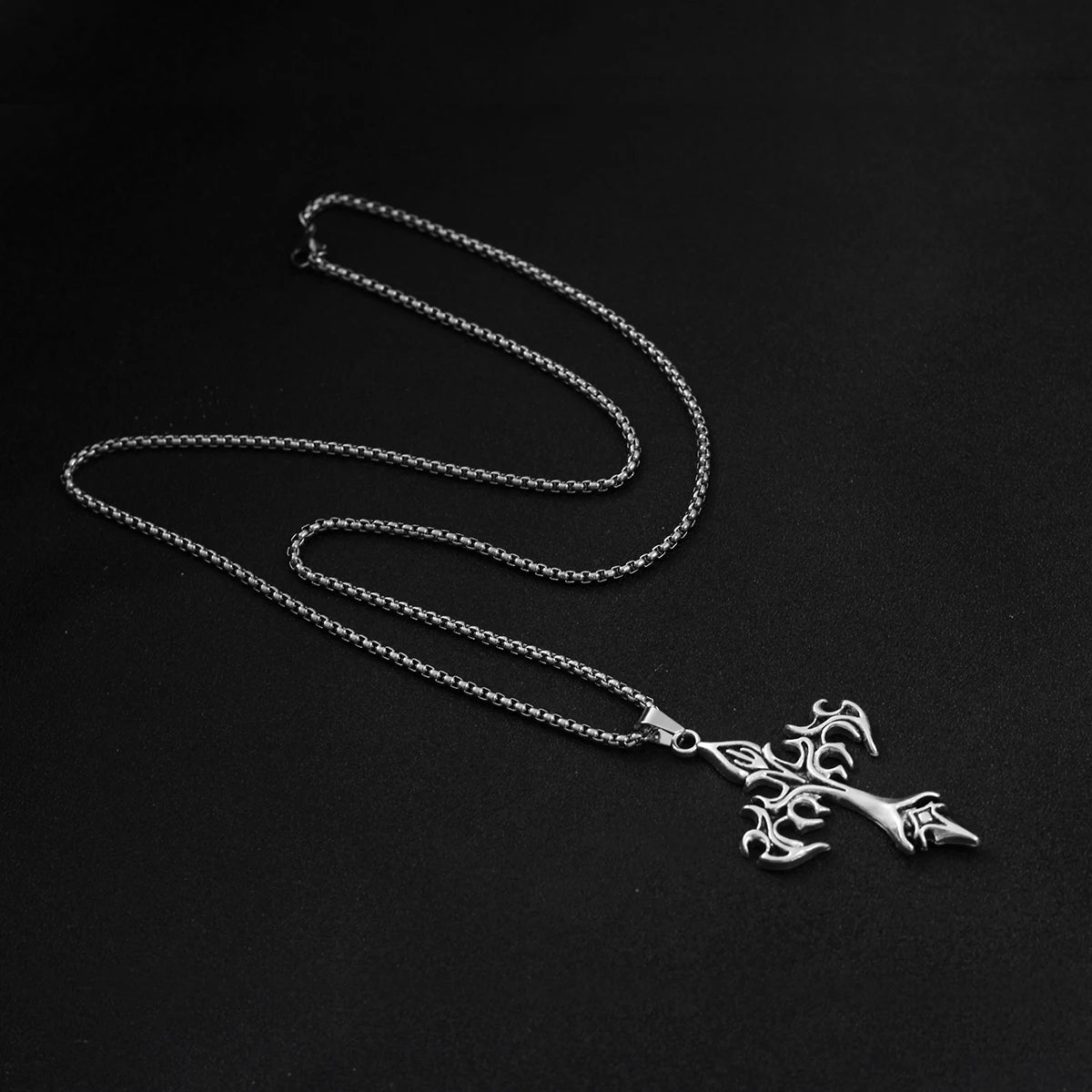 PENDRA Flamecross Retro Stainless Steel Cross Pendant