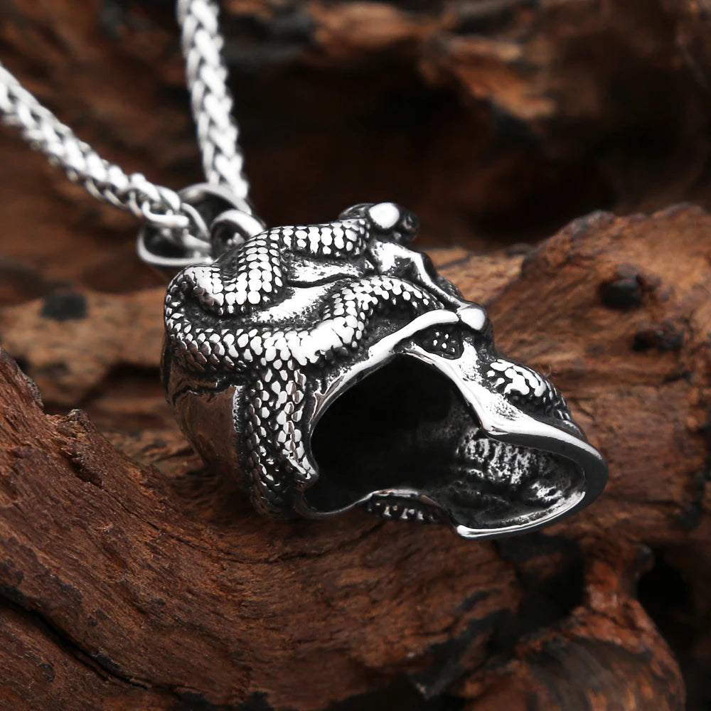 PENDRA Skullcarve Gothic Stainless Steel Skull Pendant