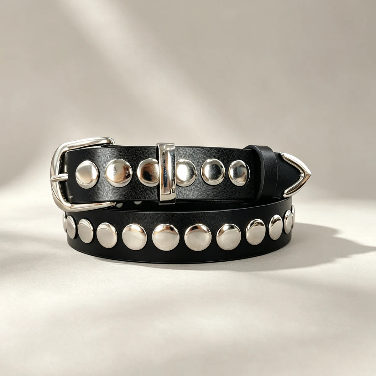 PENDRA Heralia Leather Black Rivet Studded Luxury Belt