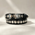 PENDRA Heralia Leather Black Rivet Studded Luxury Belt