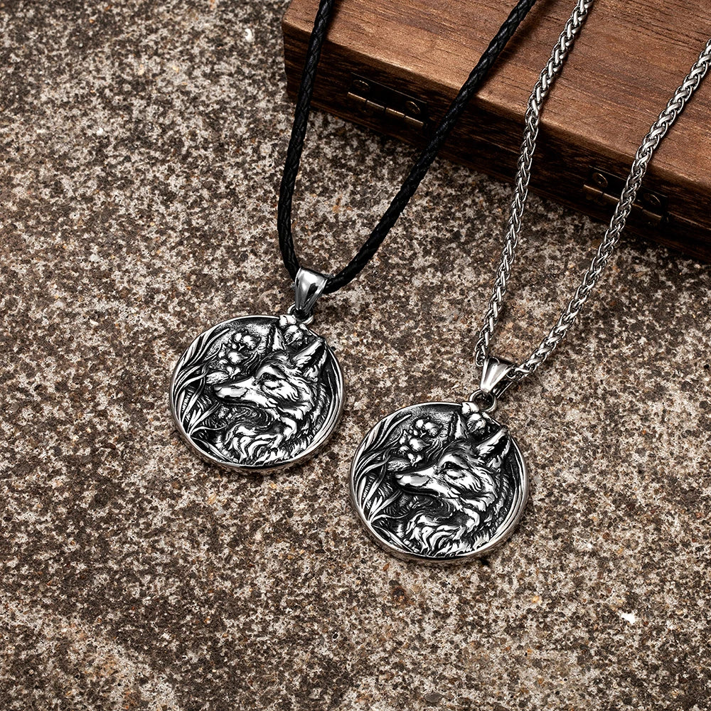 PENDRA Wolf Vintage Steel Necklace