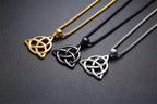 Lucky Triquetra Knot Charm Pendant Necklace Stainless Steel Irish Jewelry for Men Unisex