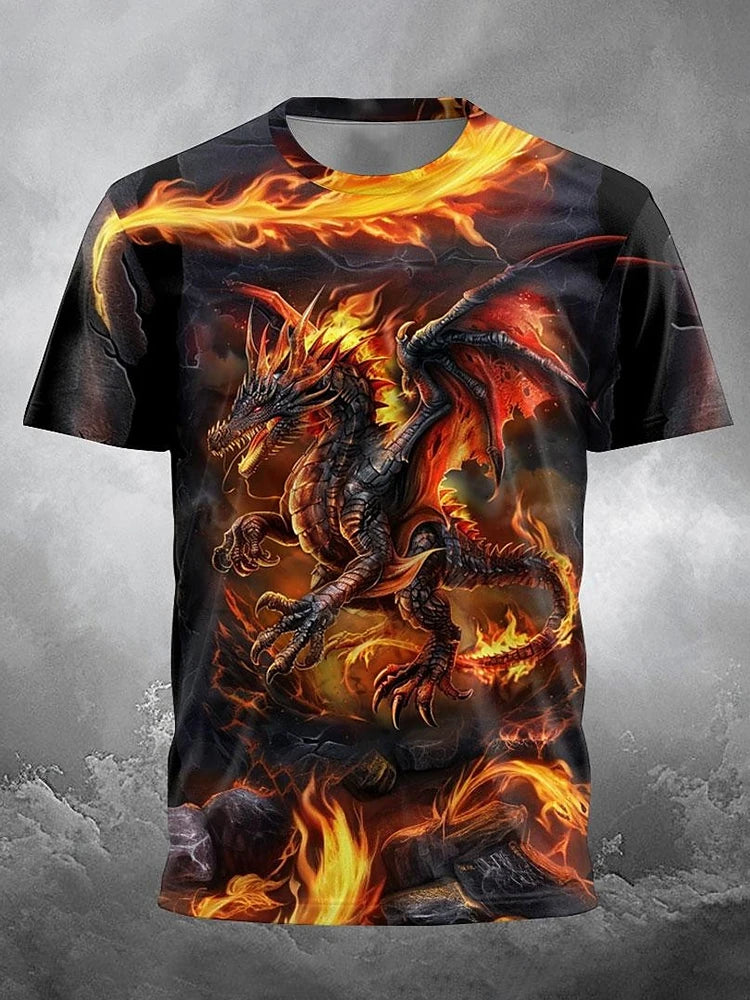 PENDRA Urban Short-Sleeve Dragon Print T-Shirt