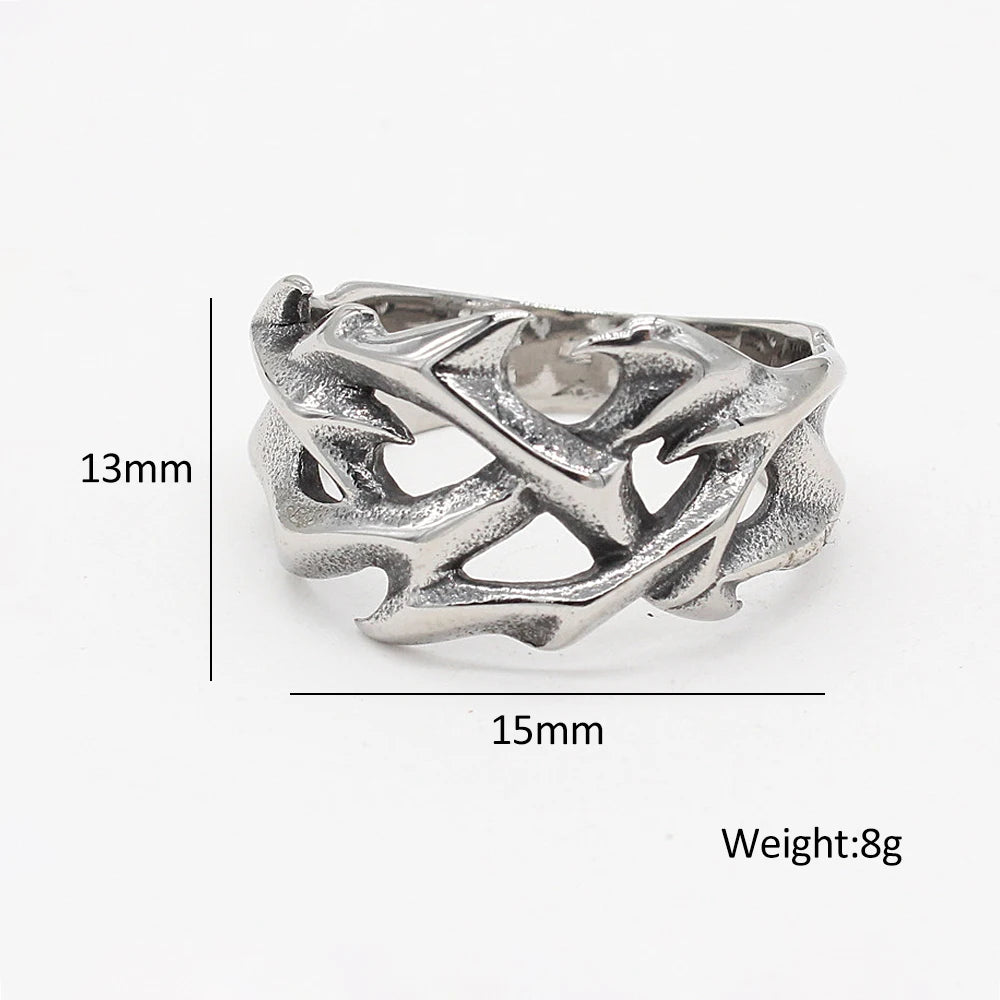 PENDRA Crownthorn Stainless Steel Crown of Thorns Ring