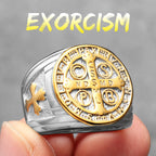 Exorcism Saint Benedict Cspb Cross Men Rings Punk Hip Hop for Boyfriend Male Stainless Steel Jewelry Creativity Gift Wholesale