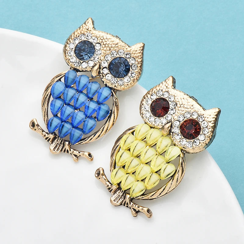 Wuli&baby Lovely Vintage Owl Brooches For Women Men 2-color Beautiful Bird Animal Brooch Pins New Year Gifts
