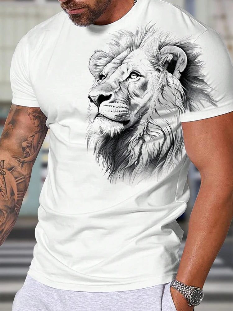 PENDRA Short-Sleeve Lion Print T-Shirt