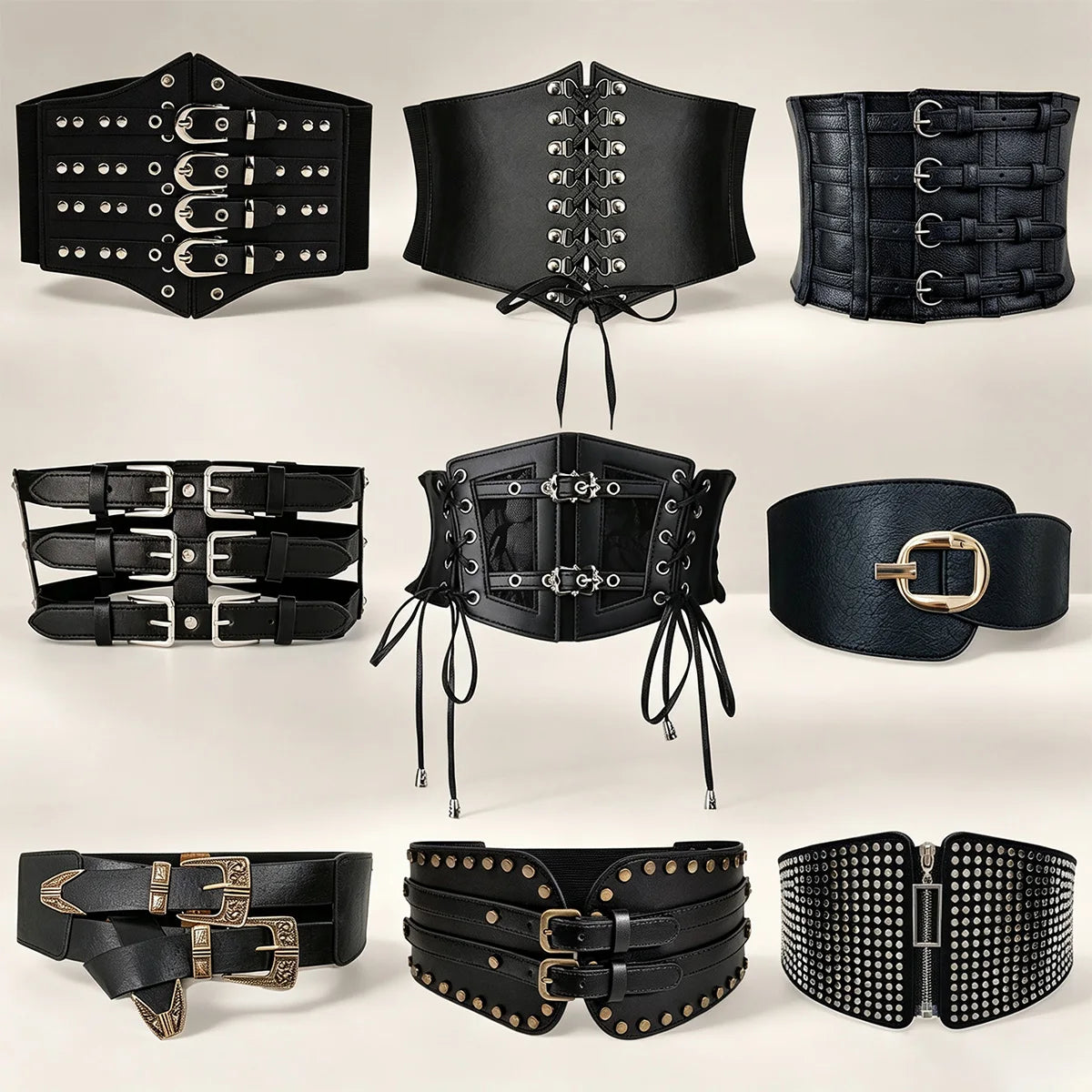 New Corset Punk Black Wide Belt Pu Leather Slimming Body Belts for Women Elastic High Waist Belt Female Dress Black Cummerbunds